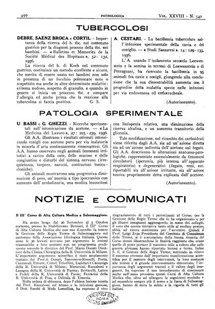 Pathologica rivista quindicinale