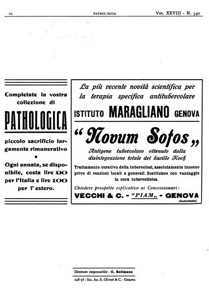 Pathologica rivista quindicinale