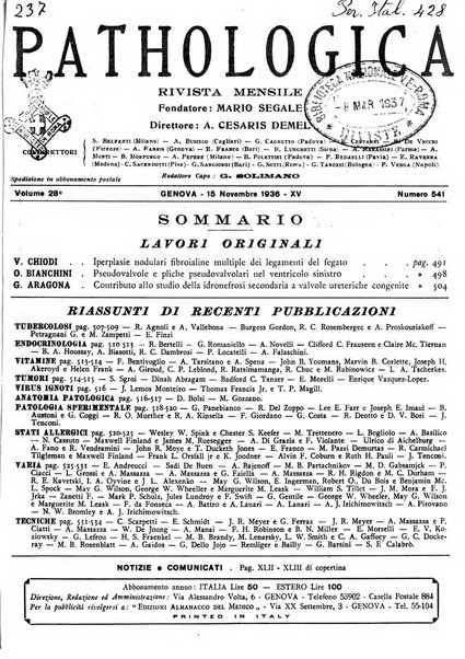 Pathologica rivista quindicinale