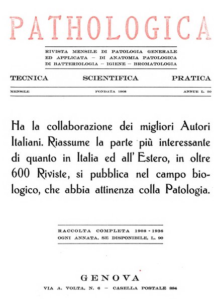 Pathologica rivista quindicinale