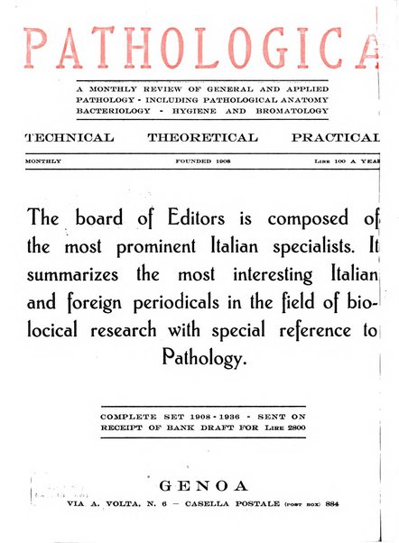 Pathologica rivista quindicinale