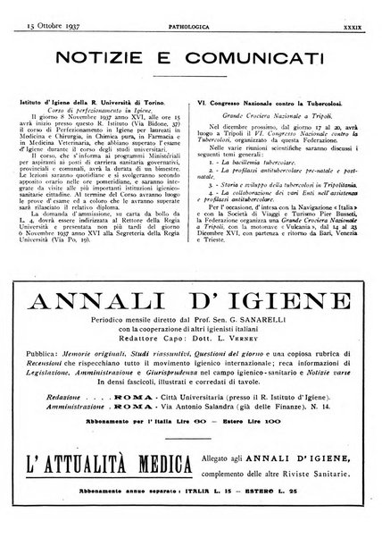 Pathologica rivista quindicinale