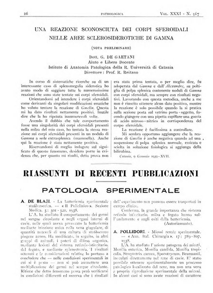 Pathologica rivista quindicinale