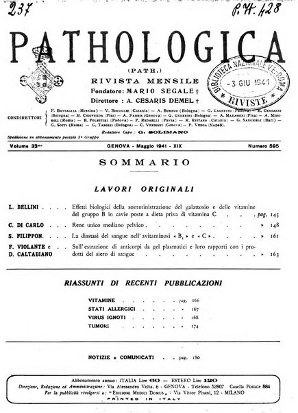 Pathologica rivista quindicinale