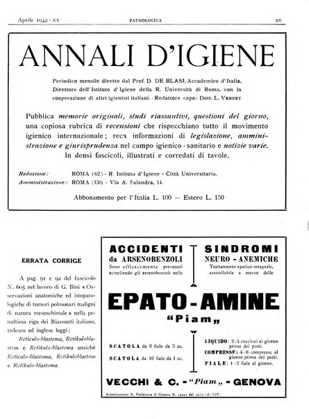 Pathologica rivista quindicinale