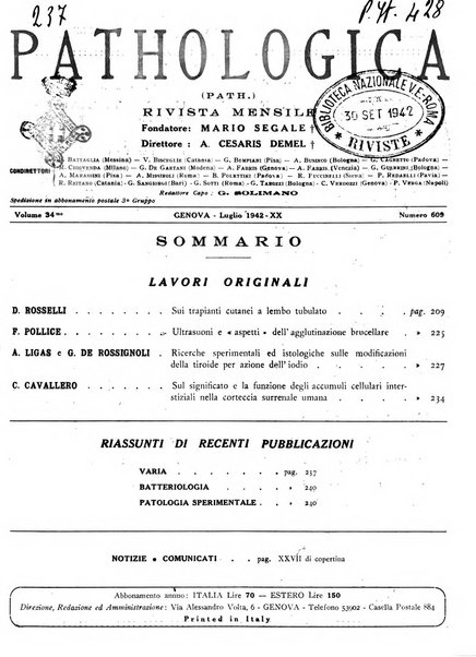 Pathologica rivista quindicinale