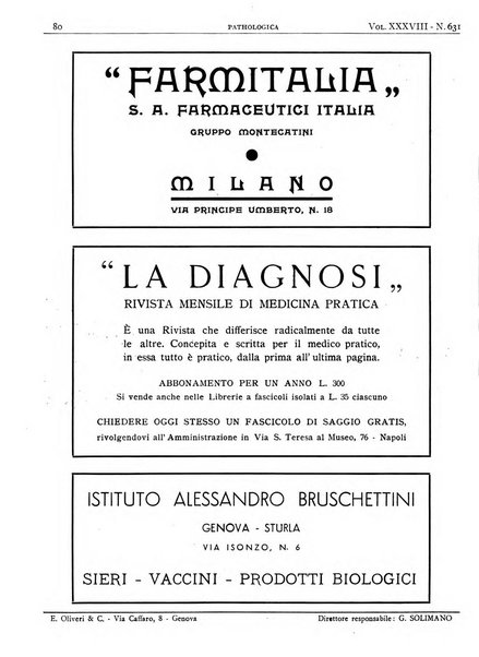 Pathologica rivista quindicinale