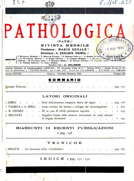 Pathologica rivista quindicinale