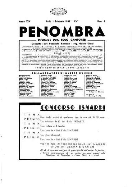 Penombra rivista enimmistica, mensile, illustrata, a premi