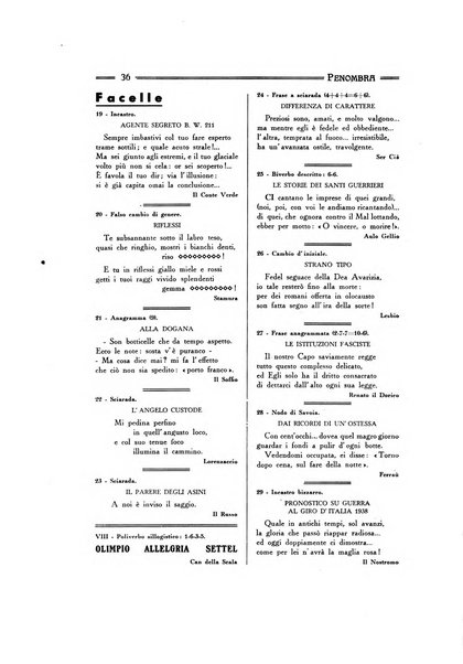 Penombra rivista enimmistica, mensile, illustrata, a premi