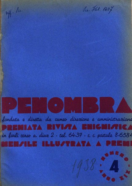 Penombra rivista enimmistica, mensile, illustrata, a premi