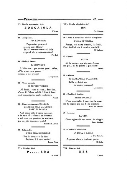 Penombra rivista enimmistica, mensile, illustrata, a premi