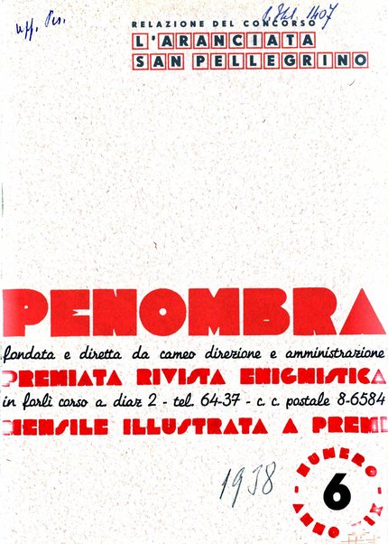 Penombra rivista enimmistica, mensile, illustrata, a premi