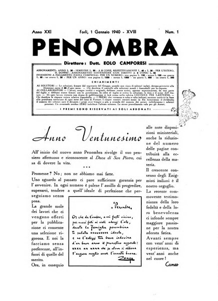 Penombra rivista enimmistica, mensile, illustrata, a premi