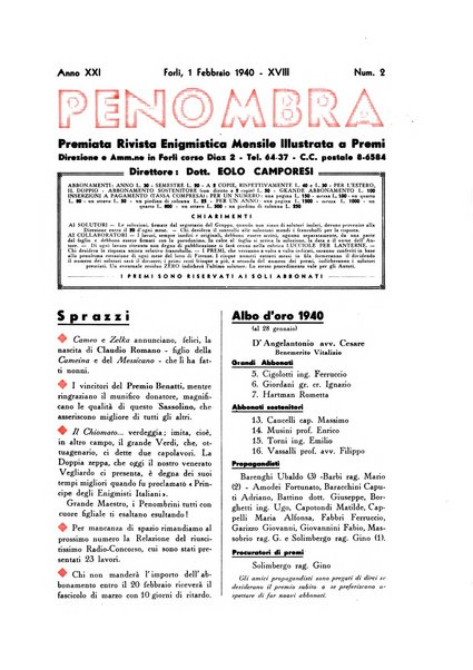 Penombra rivista enimmistica, mensile, illustrata, a premi