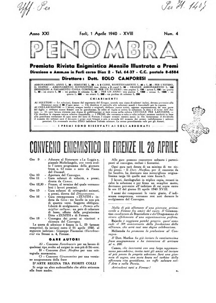 Penombra rivista enimmistica, mensile, illustrata, a premi