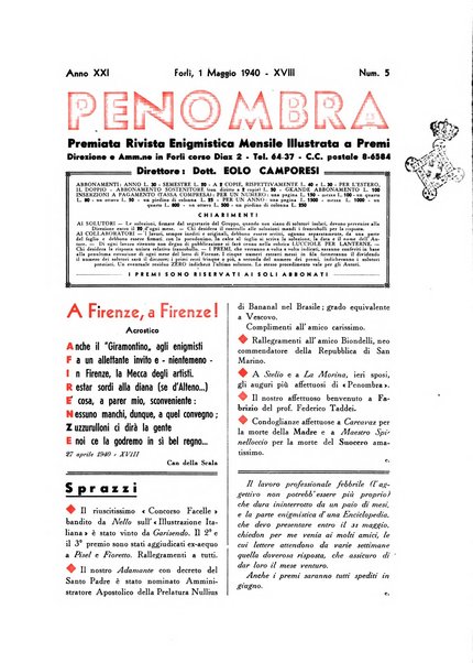 Penombra rivista enimmistica, mensile, illustrata, a premi