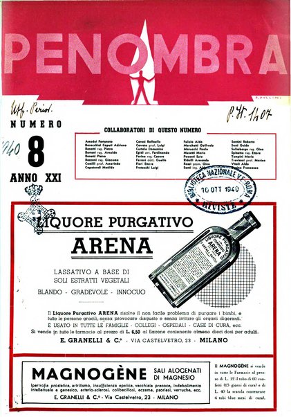 Penombra rivista enimmistica, mensile, illustrata, a premi