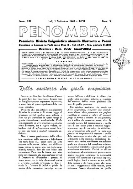 Penombra rivista enimmistica, mensile, illustrata, a premi