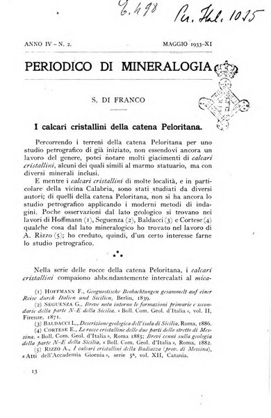 Periodico di Mineralogia