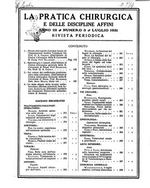 La pratica chirurgica e delle discipline affini Rivista bimensile