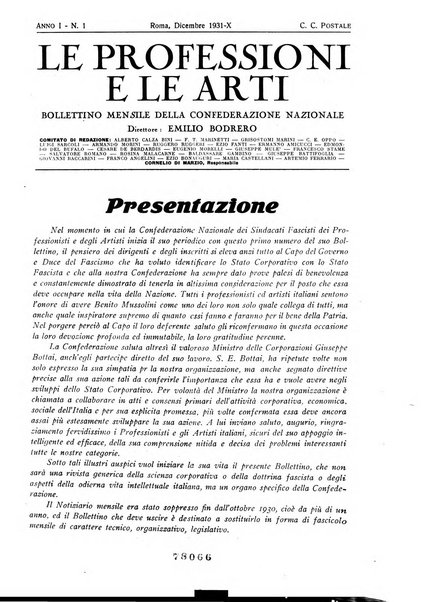 Le professioni e le arti Bollettino mensile della confederazione nazionale