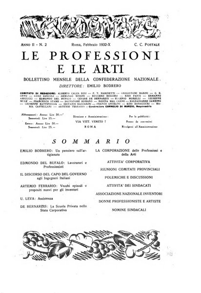 Le professioni e le arti Bollettino mensile della confederazione nazionale