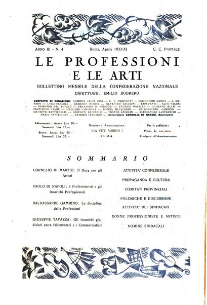 Le professioni e le arti Bollettino mensile della confederazione nazionale