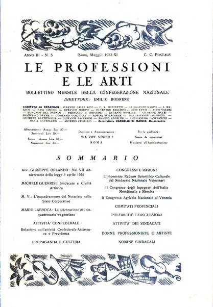 Le professioni e le arti Bollettino mensile della confederazione nazionale