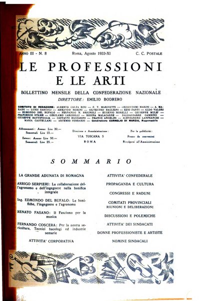 Le professioni e le arti Bollettino mensile della confederazione nazionale