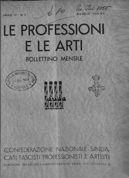 Le professioni e le arti Bollettino mensile della confederazione nazionale