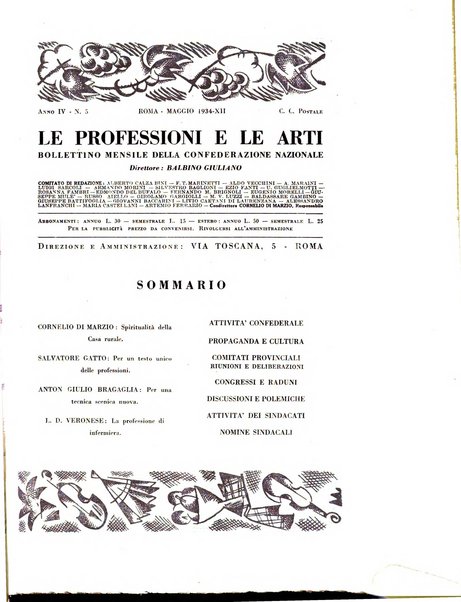 Le professioni e le arti Bollettino mensile della confederazione nazionale