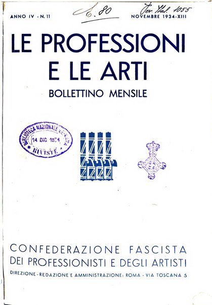 Le professioni e le arti Bollettino mensile della confederazione nazionale