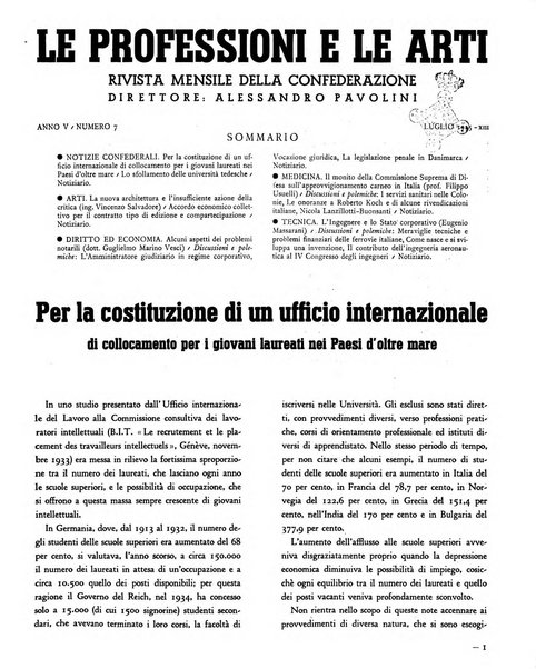 Le professioni e le arti Bollettino mensile della confederazione nazionale