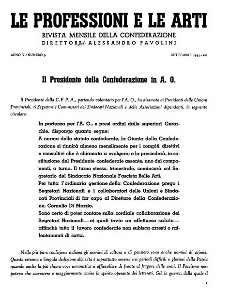 Le professioni e le arti Bollettino mensile della confederazione nazionale