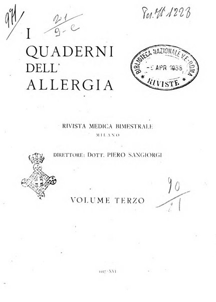 I quaderni dell'allergia rivista medica bimestrale