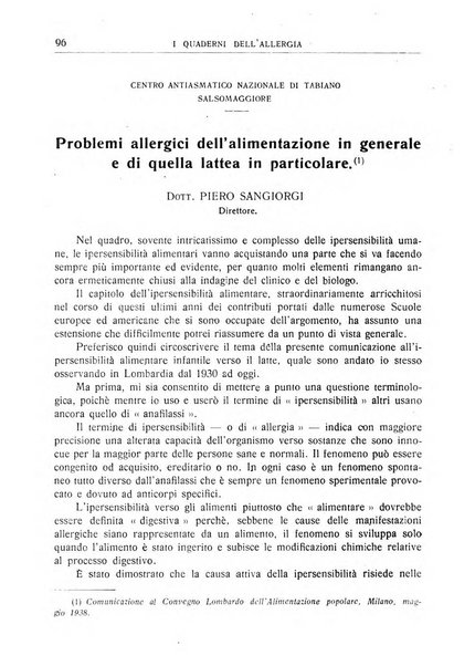 I quaderni dell'allergia rivista medica bimestrale