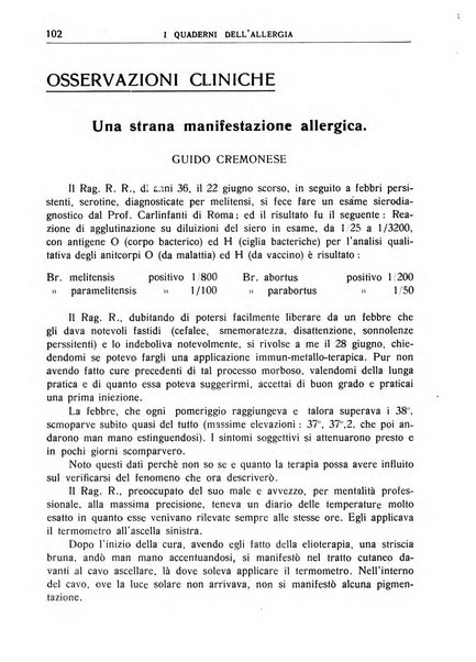 I quaderni dell'allergia rivista medica bimestrale