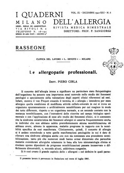 I quaderni dell'allergia rivista medica bimestrale