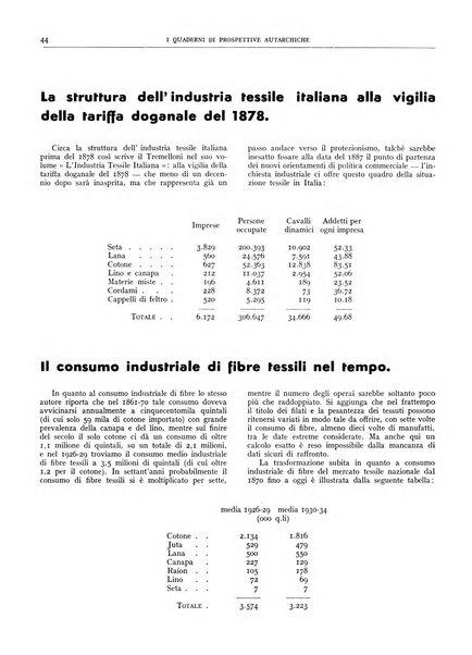 I quaderni di prospettive autarchiche problemi, realizzazioni, documentazioni