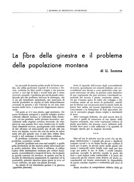 I quaderni di prospettive autarchiche problemi, realizzazioni, documentazioni