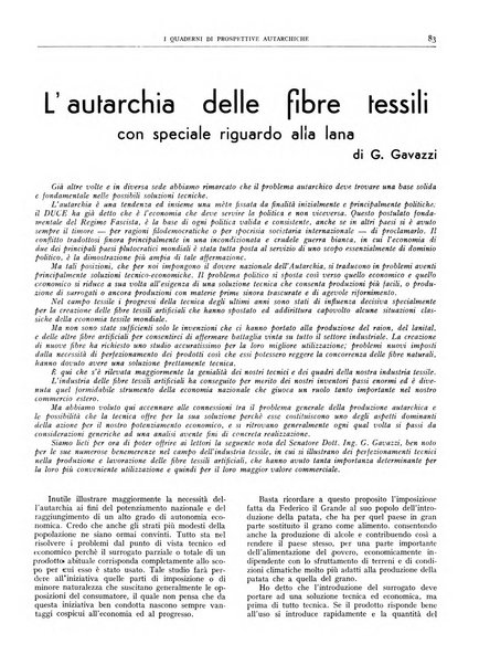 I quaderni di prospettive autarchiche problemi, realizzazioni, documentazioni