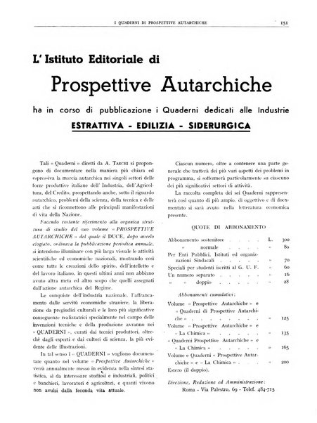 I quaderni di prospettive autarchiche problemi, realizzazioni, documentazioni