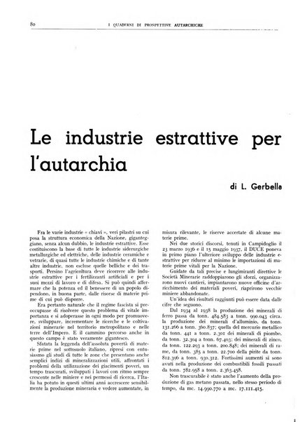 I quaderni di prospettive autarchiche problemi, realizzazioni, documentazioni