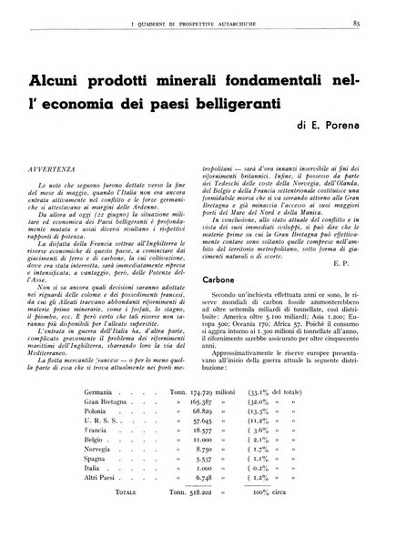 I quaderni di prospettive autarchiche problemi, realizzazioni, documentazioni