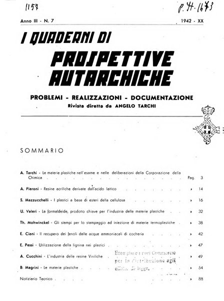 I quaderni di prospettive autarchiche problemi, realizzazioni, documentazioni