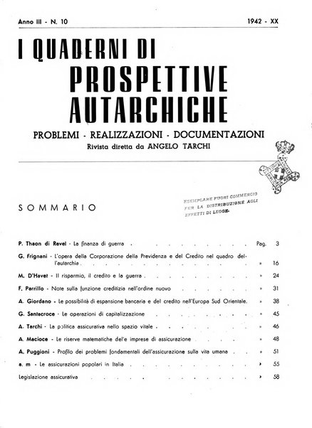 I quaderni di prospettive autarchiche problemi, realizzazioni, documentazioni