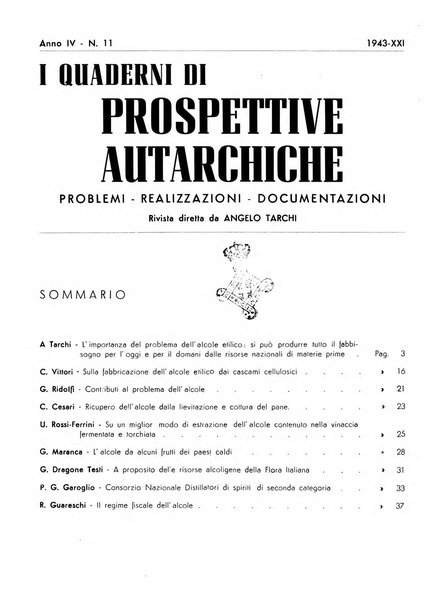 I quaderni di prospettive autarchiche problemi, realizzazioni, documentazioni