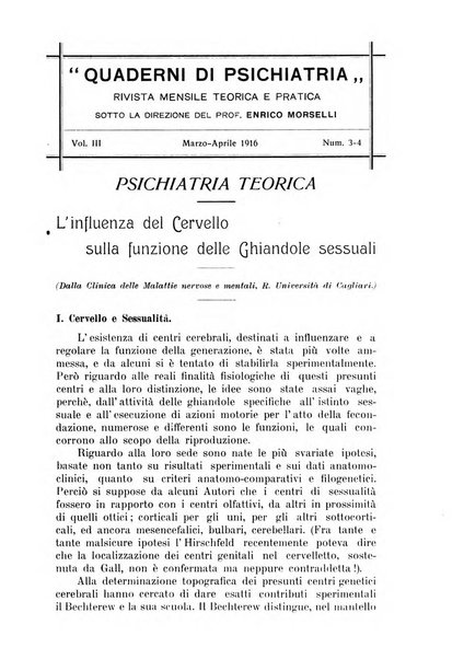 Quaderni di psichiatria rivista mensile teorica e pratica