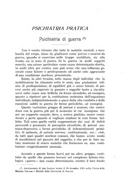 Quaderni di psichiatria rivista mensile teorica e pratica